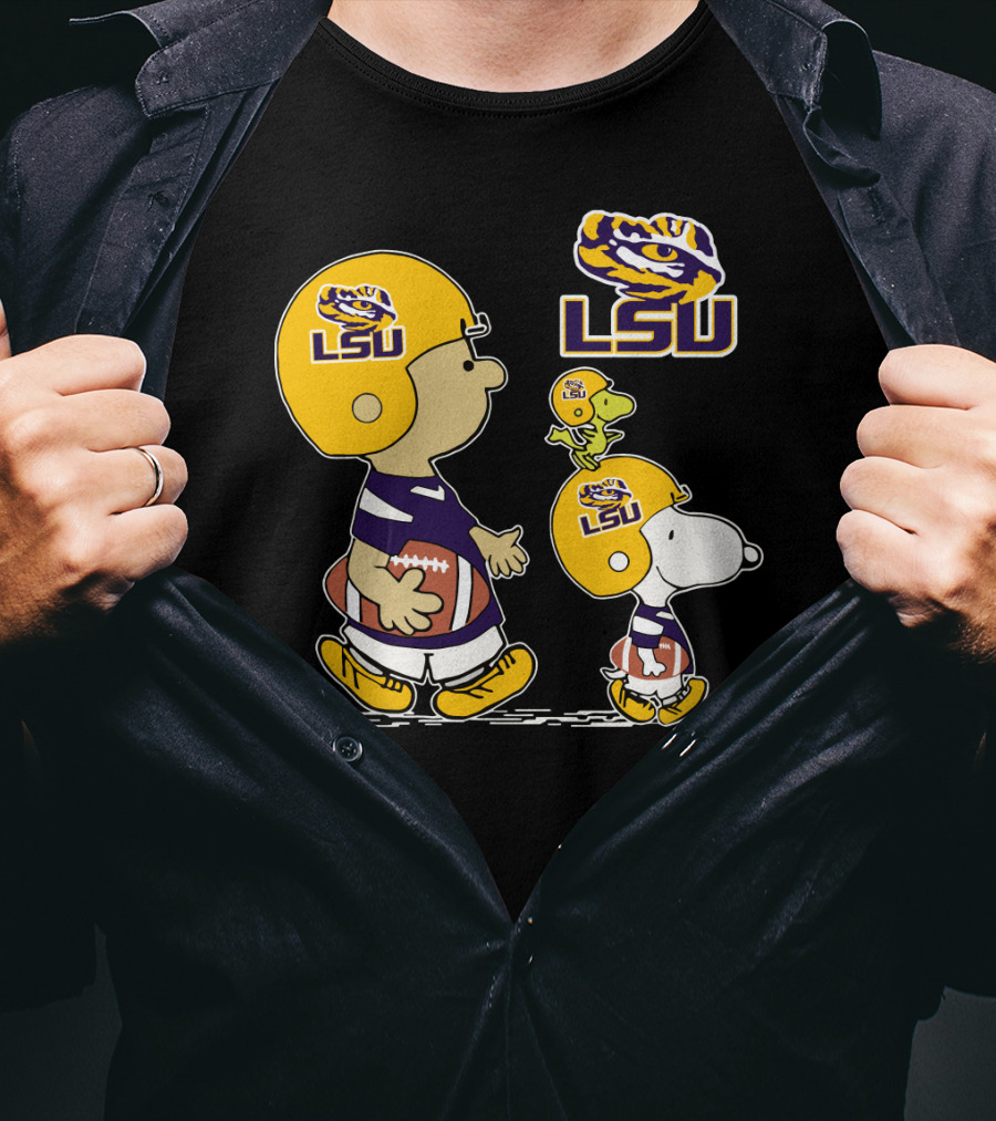 Lsu Tigers Football Peanuts Characters In Helmets T-Shirt