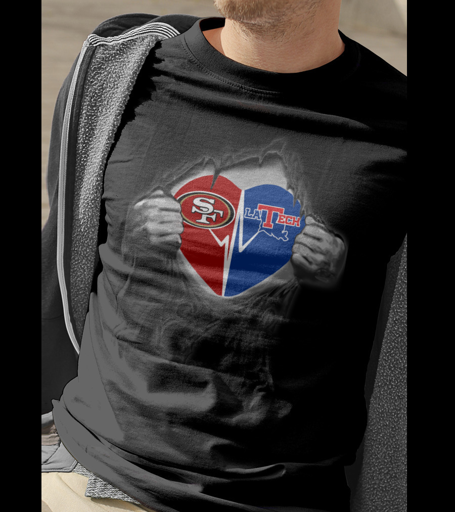 San Francisco 49ers La Tech Bulldogs Heart T-Shirt