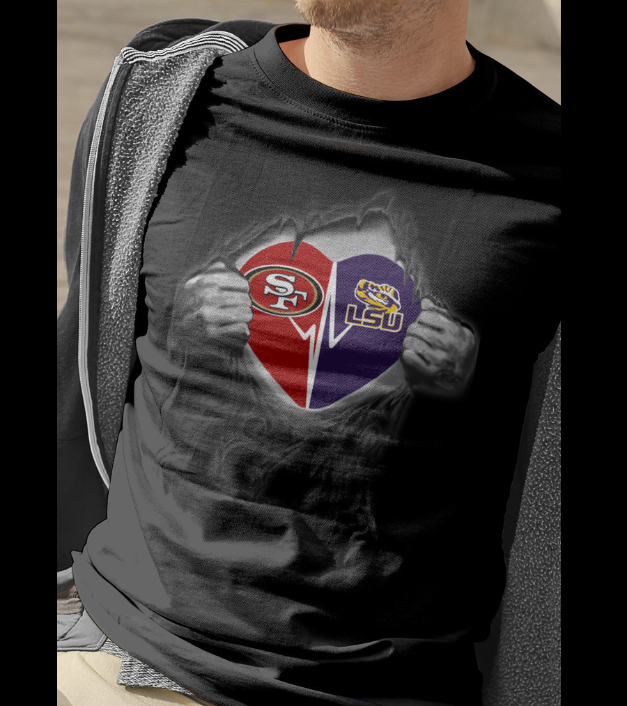 Lsu Tigers 49ers Heartbeat Torn T-Shirt