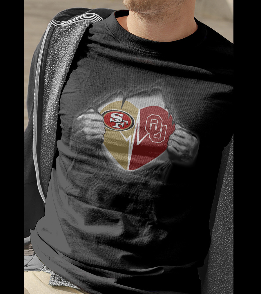 Oklahoma Sooners San Francisco 49ers Heartbeat Fan Passion T-Shirt