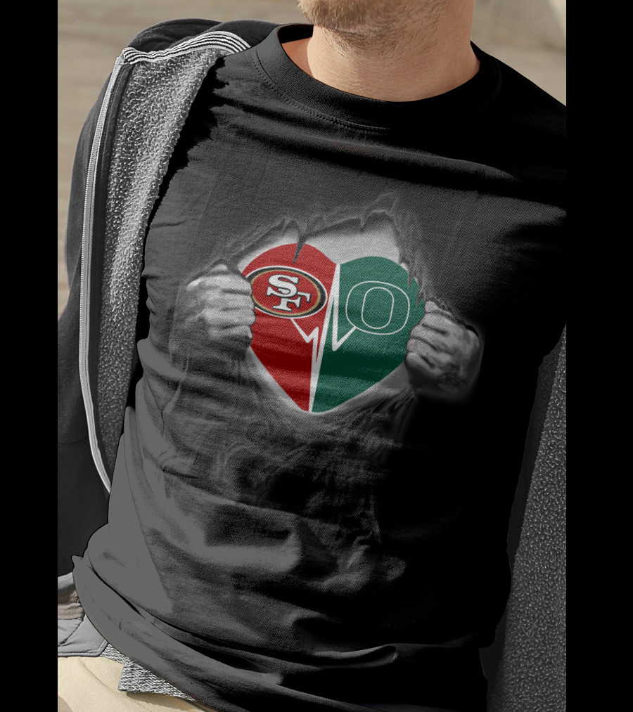 Oregon Ducks San Francisco 49ers Heart T-Shirt