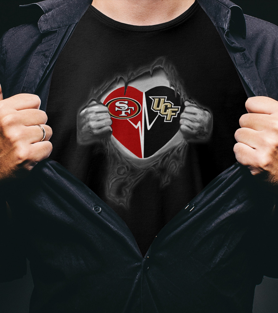 Ucf Knights San Francisco 49ers Split Heart T-Shirt