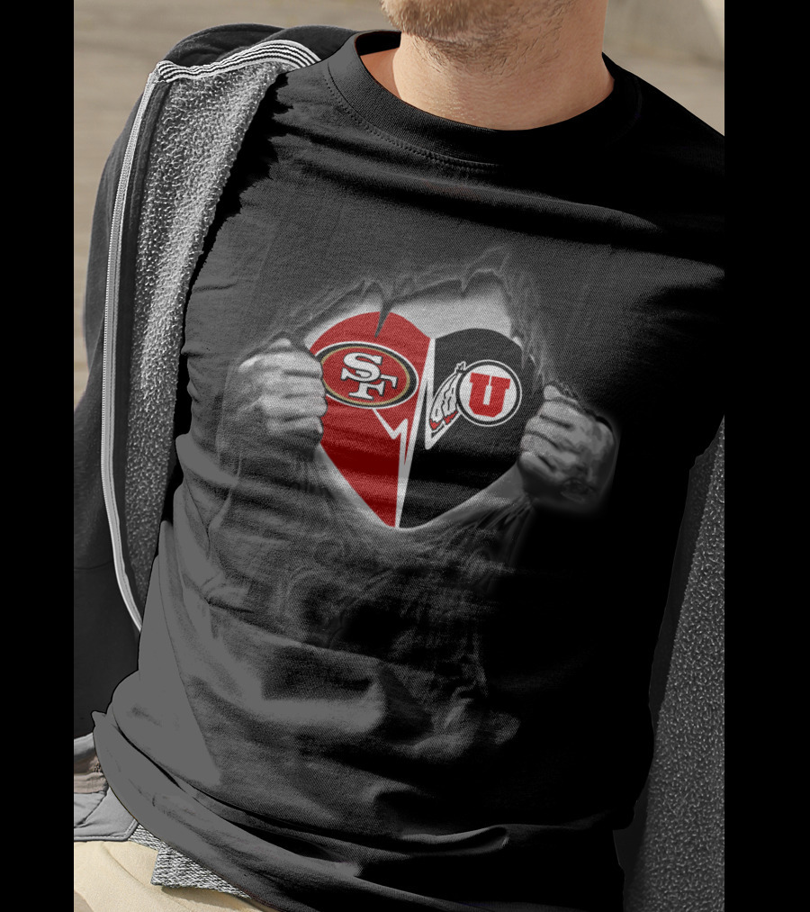 San Francisco 49ers Utah Utes Heart T-Shirt