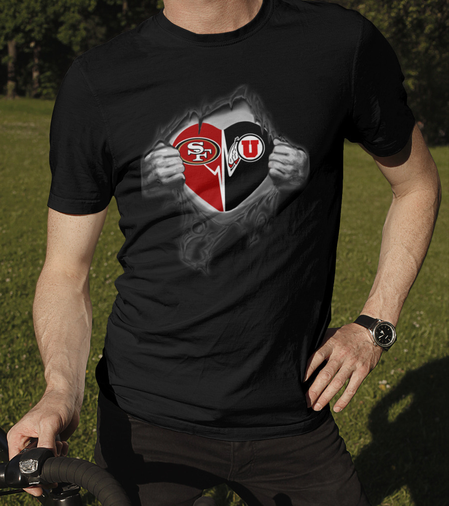 San Francisco 49ers Utah Utes Heart T-Shirt