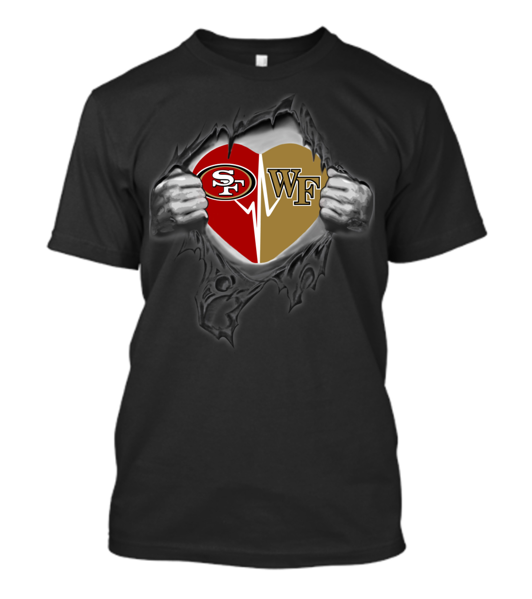 San Francisco 49ers Wake Forest Heart Torn Open T-Shirt