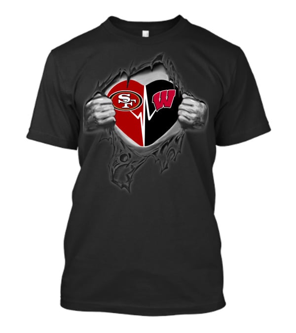 San Francisco 49ers Wisconsin Badgers Heart T-Shirt