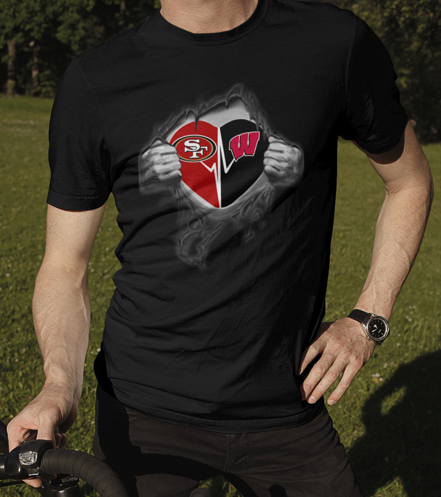 San Francisco 49ers Wisconsin Badgers Heart T-Shirt