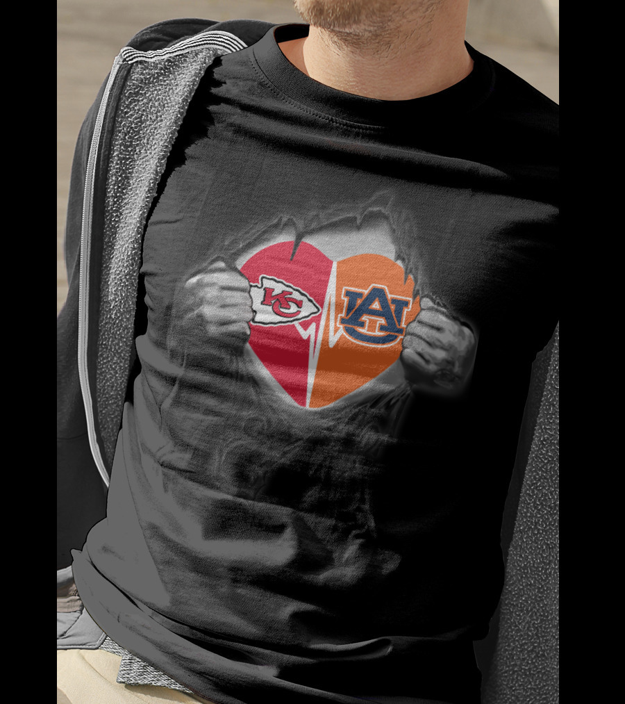 Kansas City Chiefs Auburn University Heartbeat T-Shirt