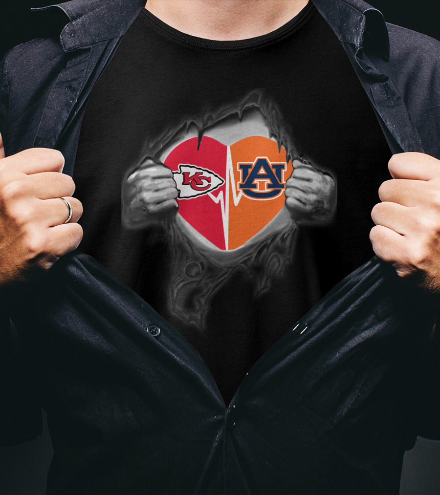 Kansas City Chiefs Auburn University Heartbeat T-Shirt