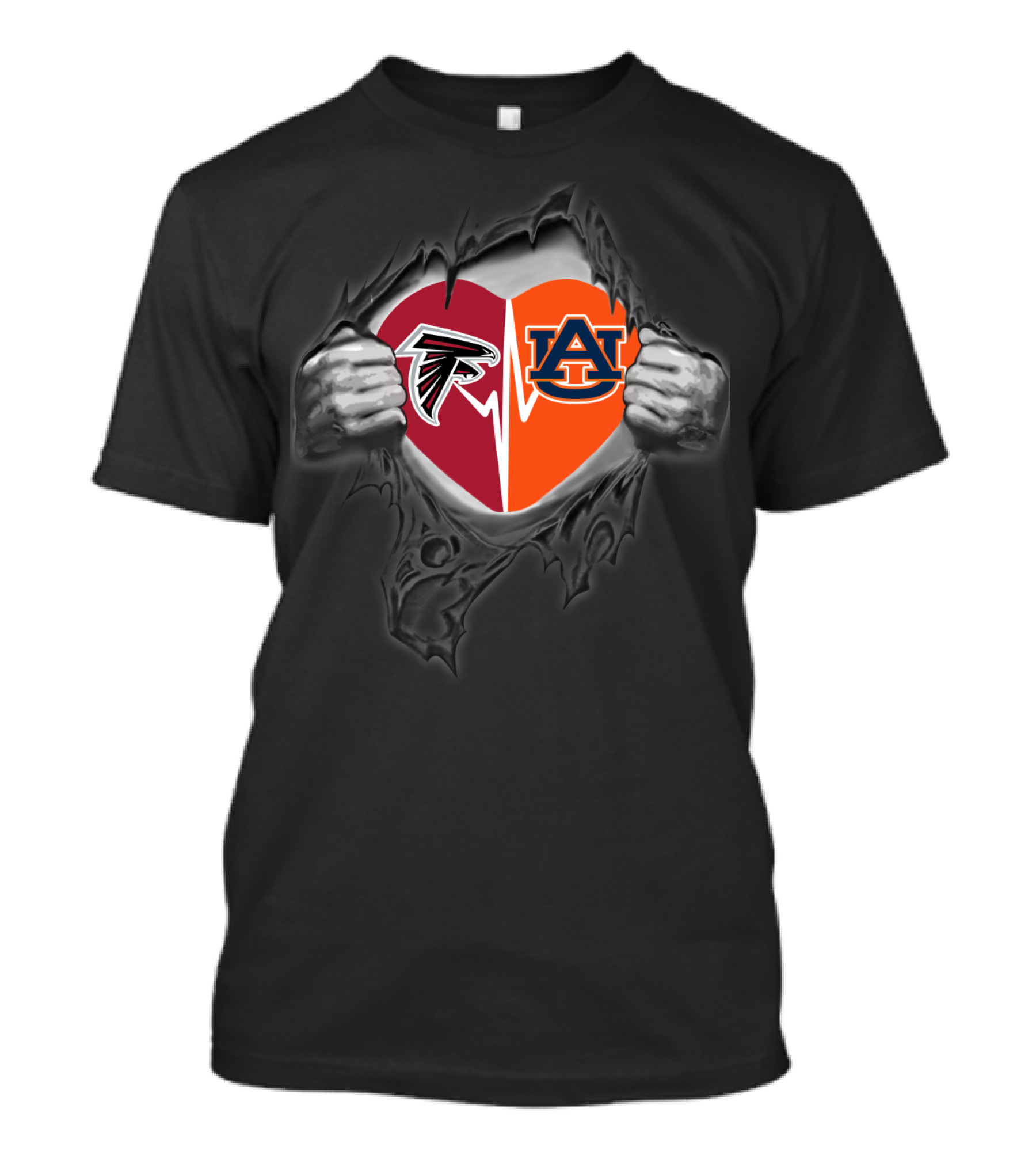 Atlanta Falcons Auburn Tigers Heart Split T-Shirt