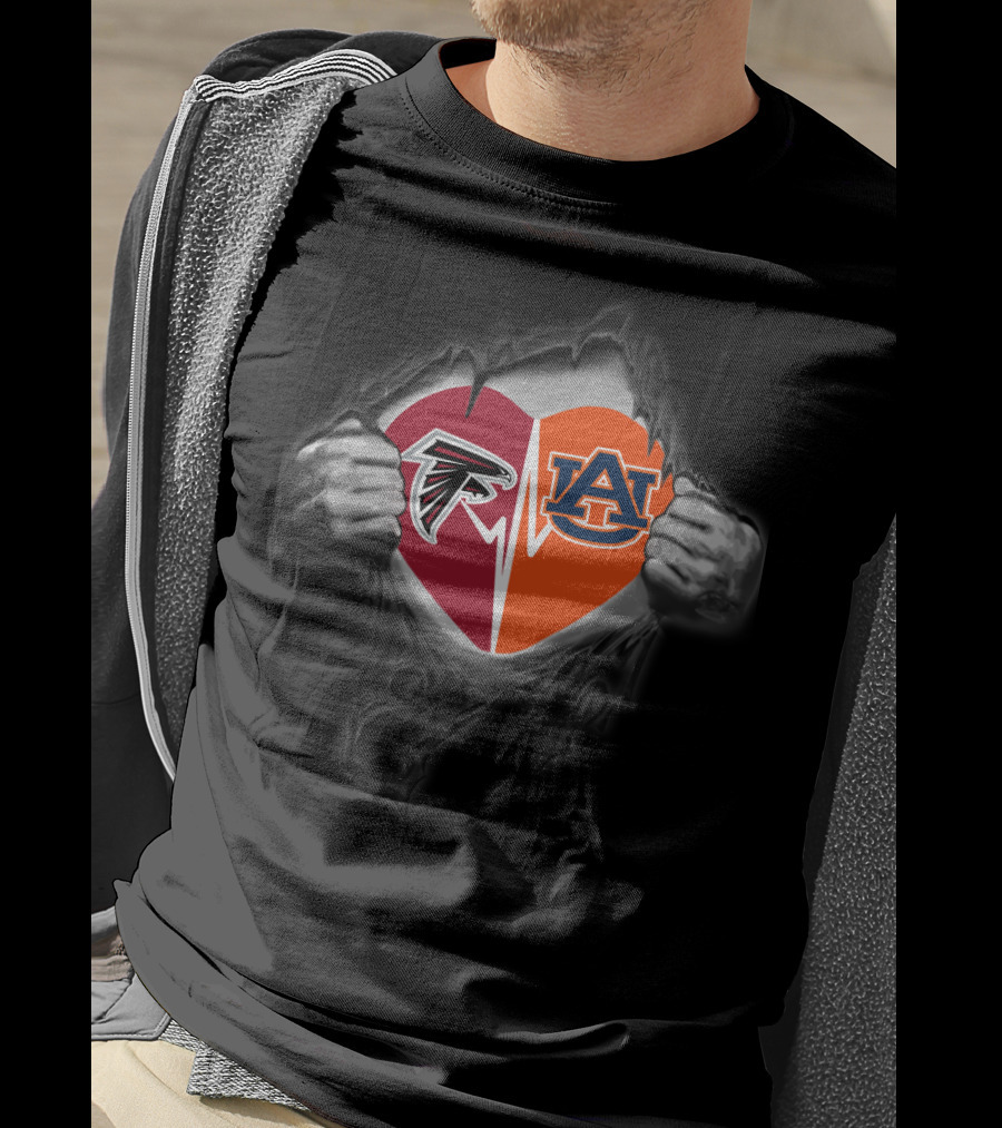 Atlanta Falcons Auburn Tigers Heart Split T-Shirt