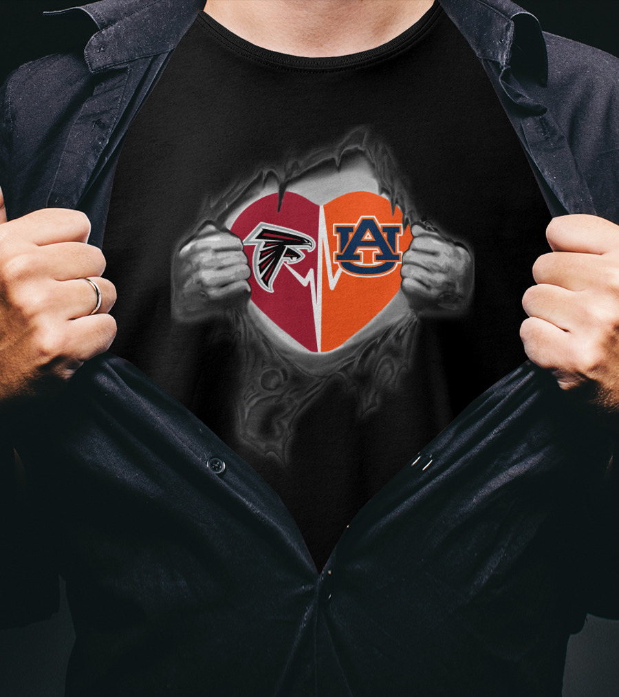 Atlanta Falcons Auburn Tigers Heart Split T-Shirt