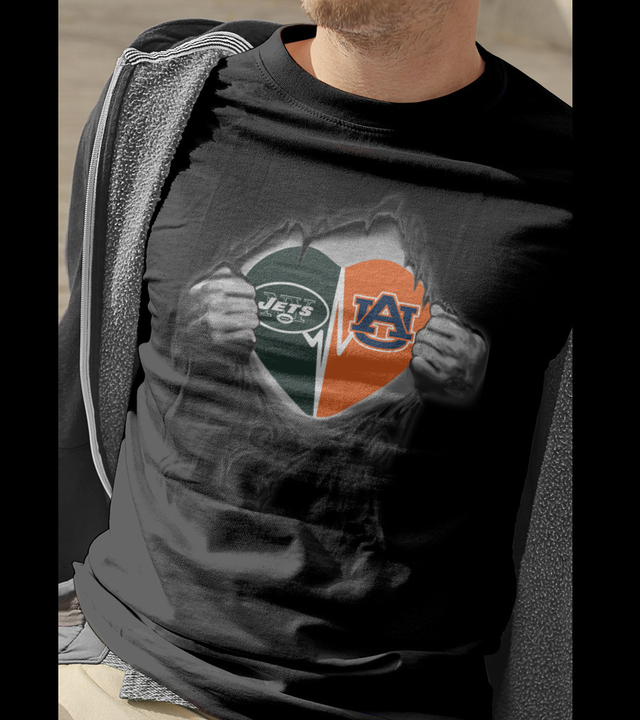 Jets Auburn Heart Rip T-Shirt