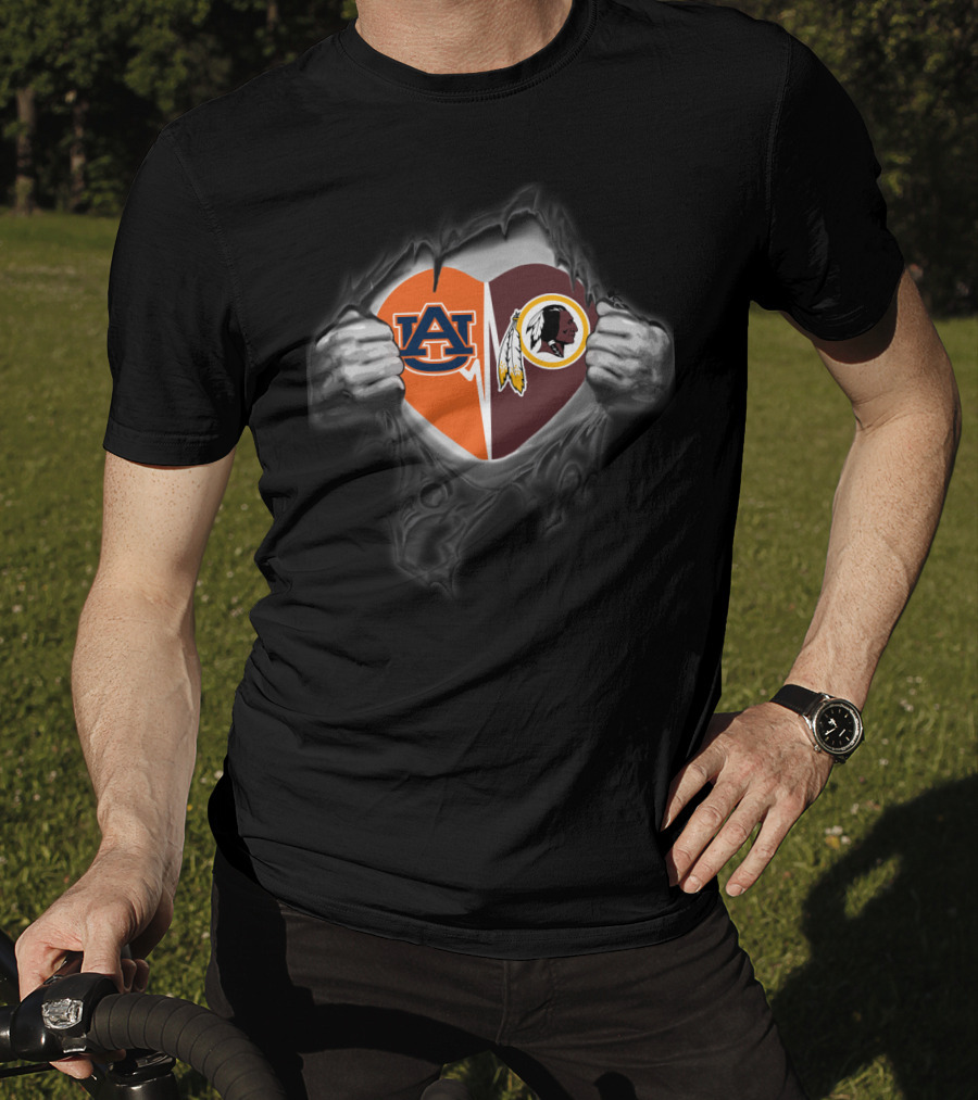 Auburn Tigers Washington Redskins Heart T-Shirt
