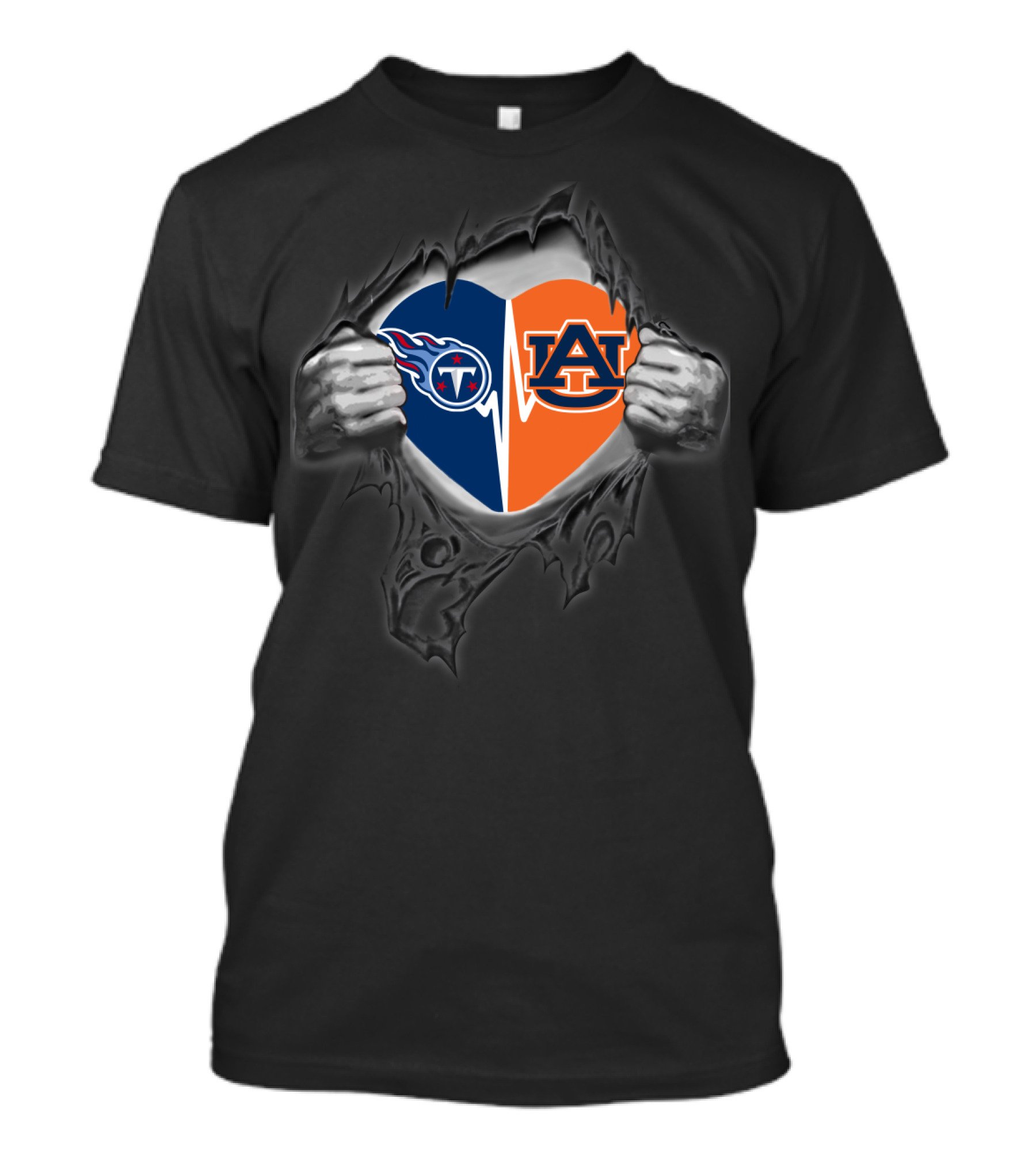 Titans Auburn Heart With Dual Logos T-Shirt
