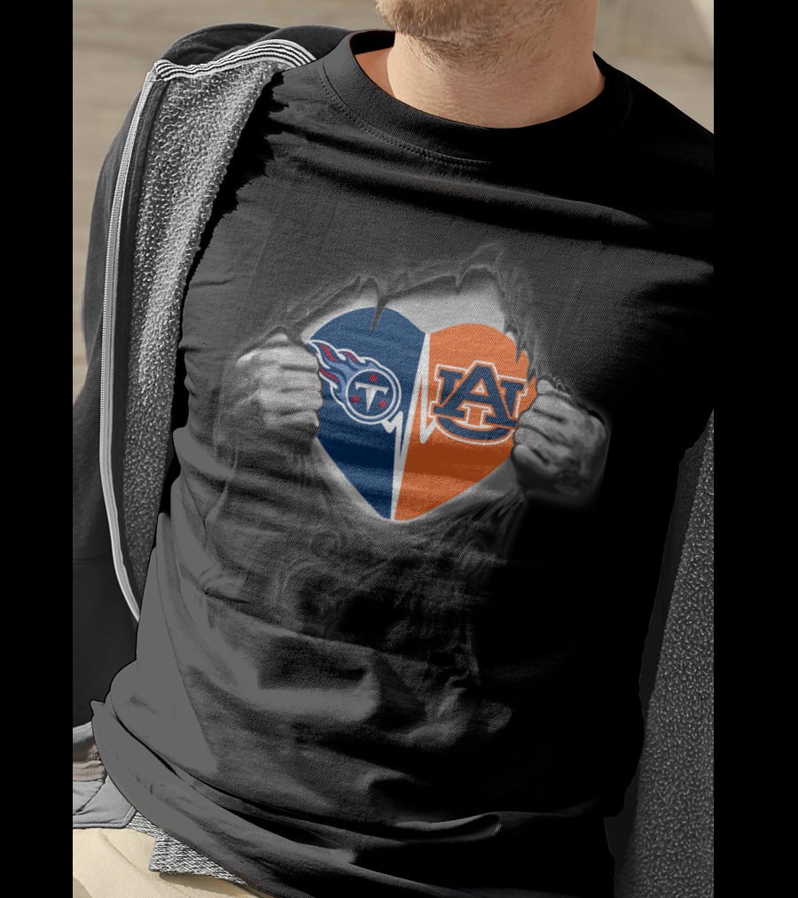 Titans Auburn Heart With Dual Logos T-Shirt