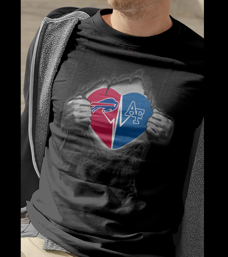 Bills Air Force Falcons Heart Logo Split T-Shirt
