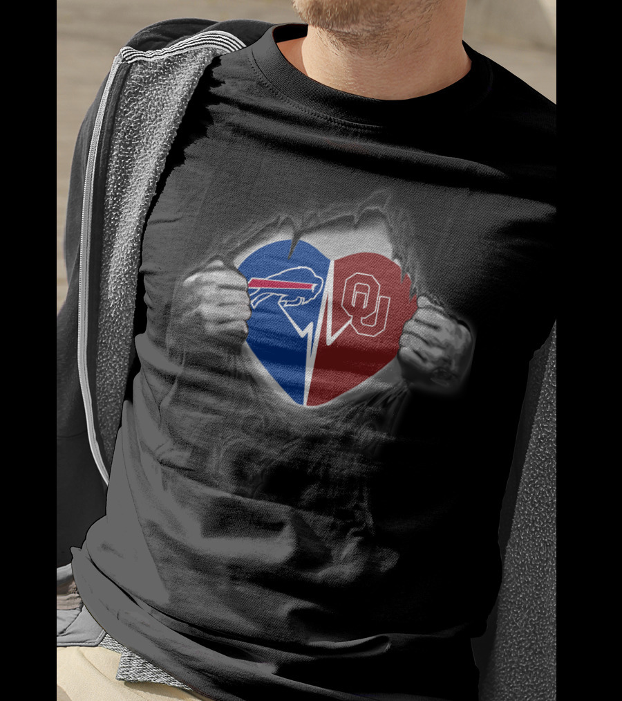 Buffalo Bills And Oklahoma Sooners Heart T-Shirt
