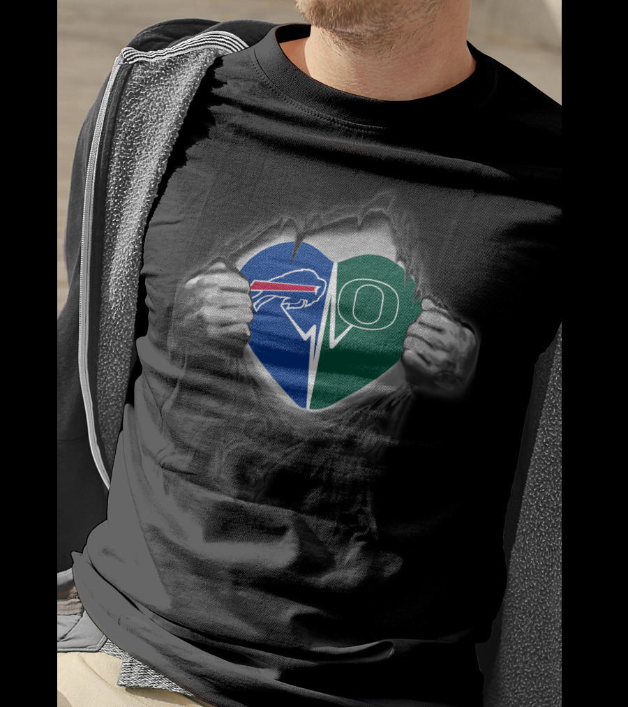 Buffalo Bills And Oregon Ducks Heart T-Shirt