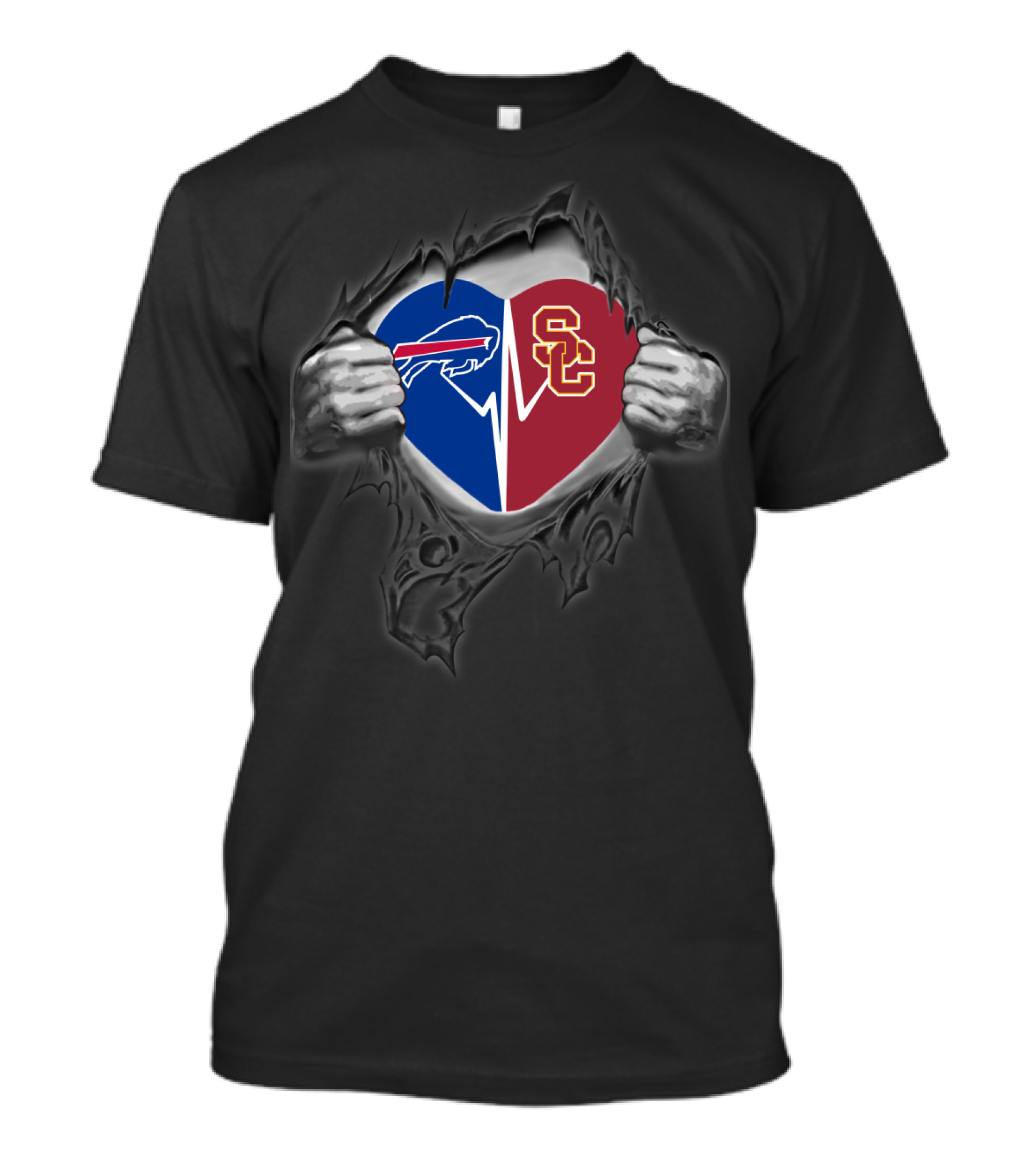Buffalo Bills Usc Trojans Fan Heart T-Shirt