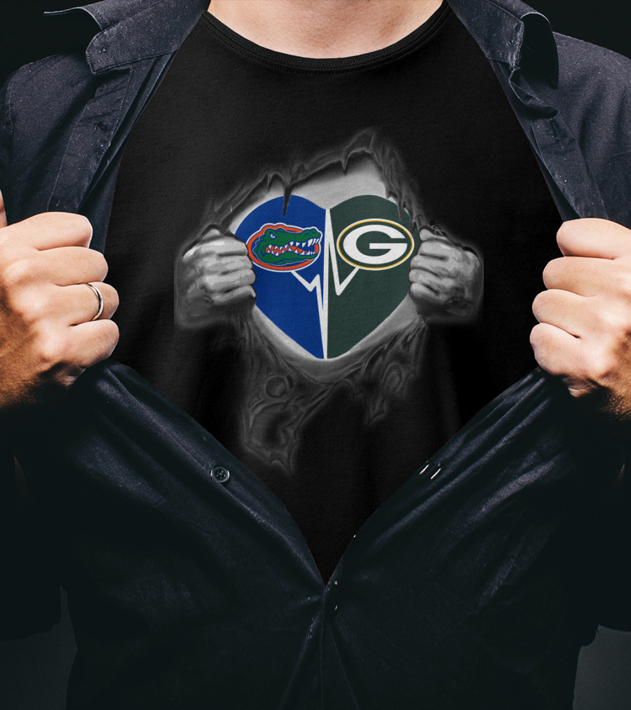 Packers Gators Heart Logo Fusion T-Shirt