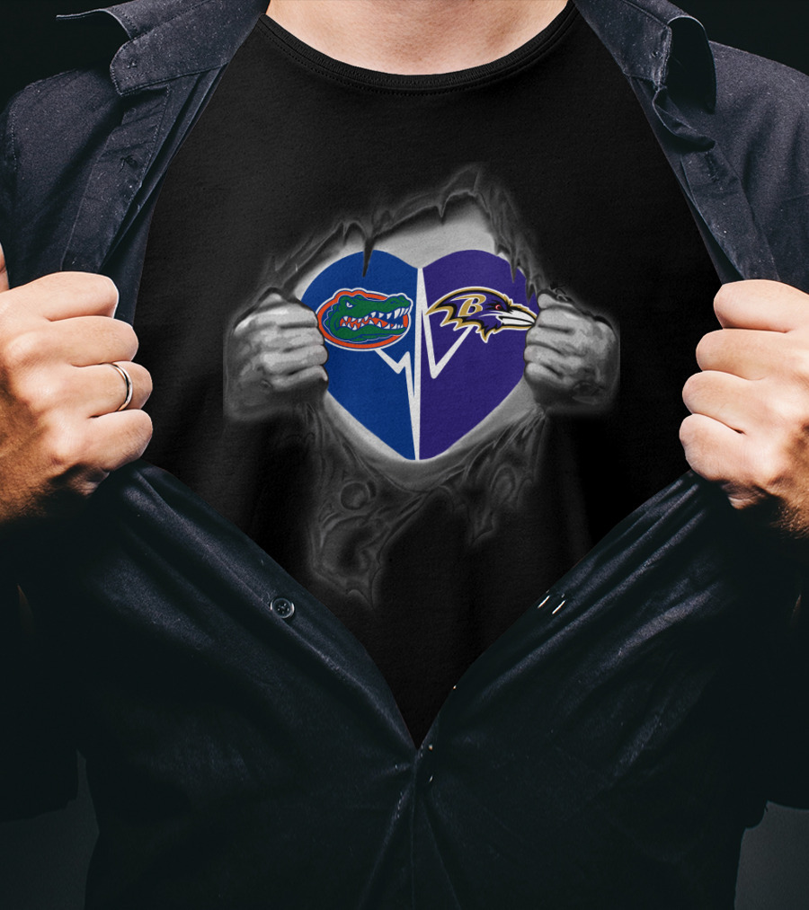 Ravens Gators Heart Logo Mashup T-Shirt