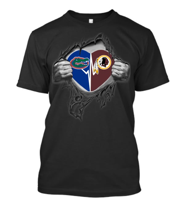 Florida Gators Washington Redskins Heart Logo Illustrations T-Shirt