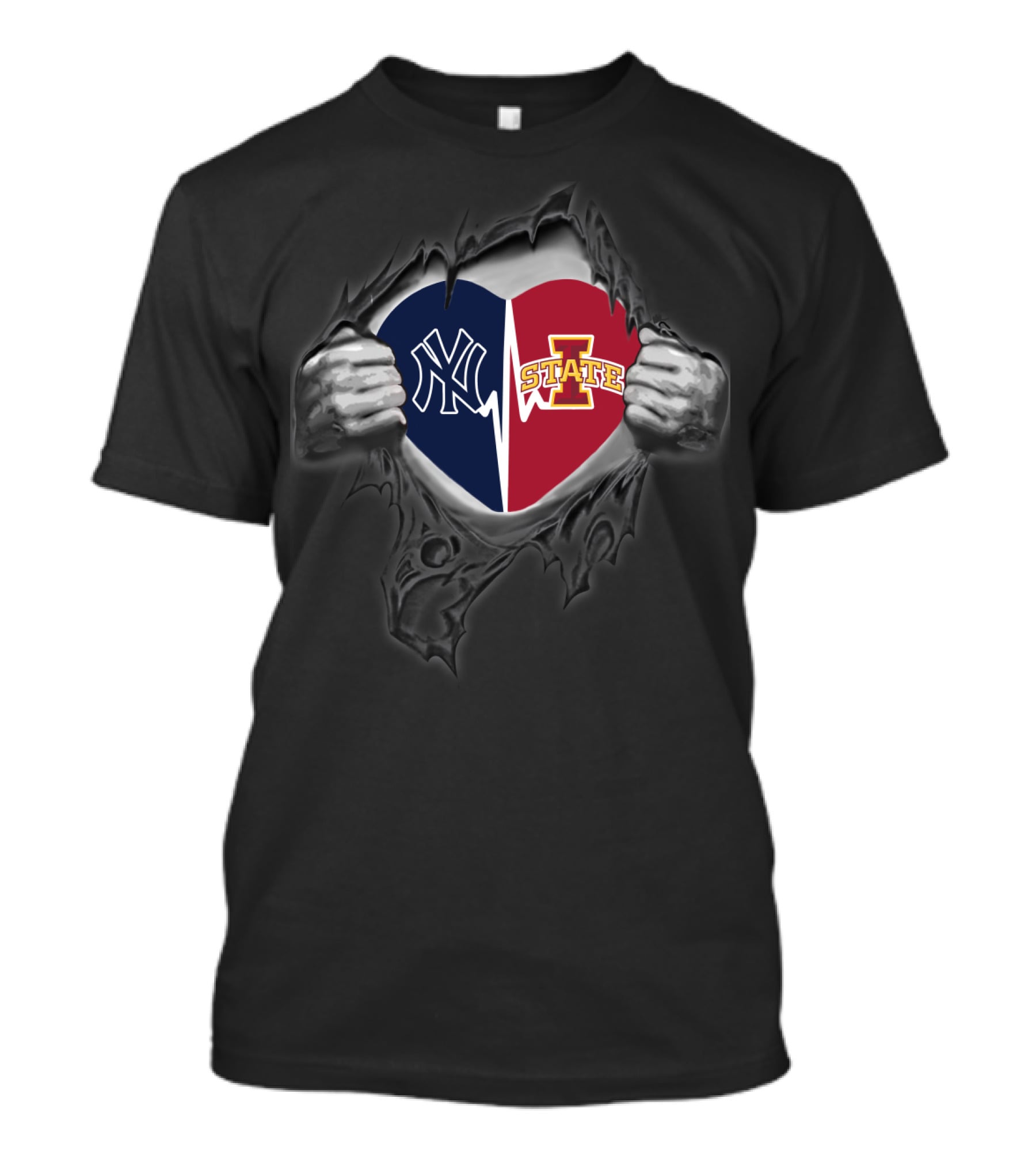 Yankees Iowa State Cyclones Heart T-Shirt
