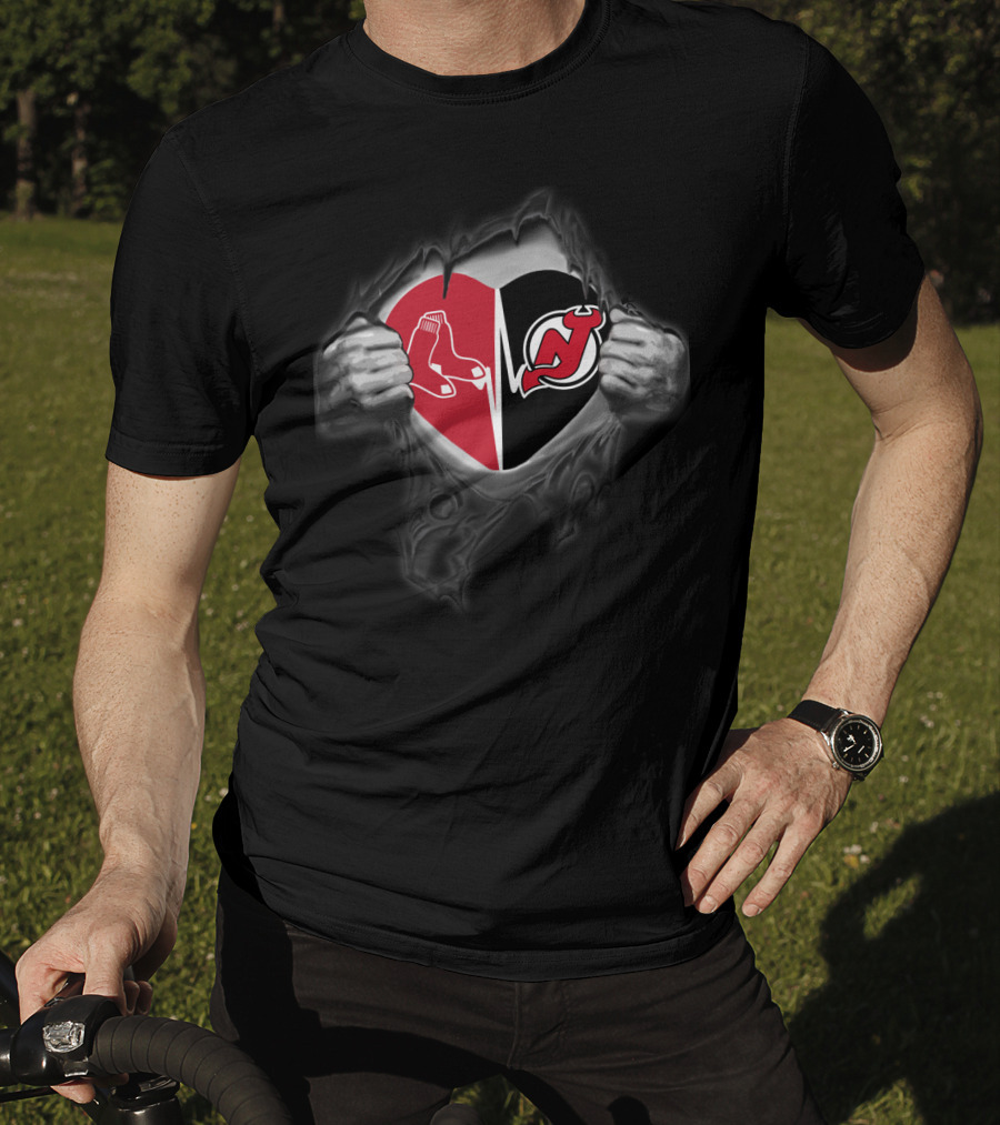 Red Sox New Jersey Devils Heart T-Shirt
