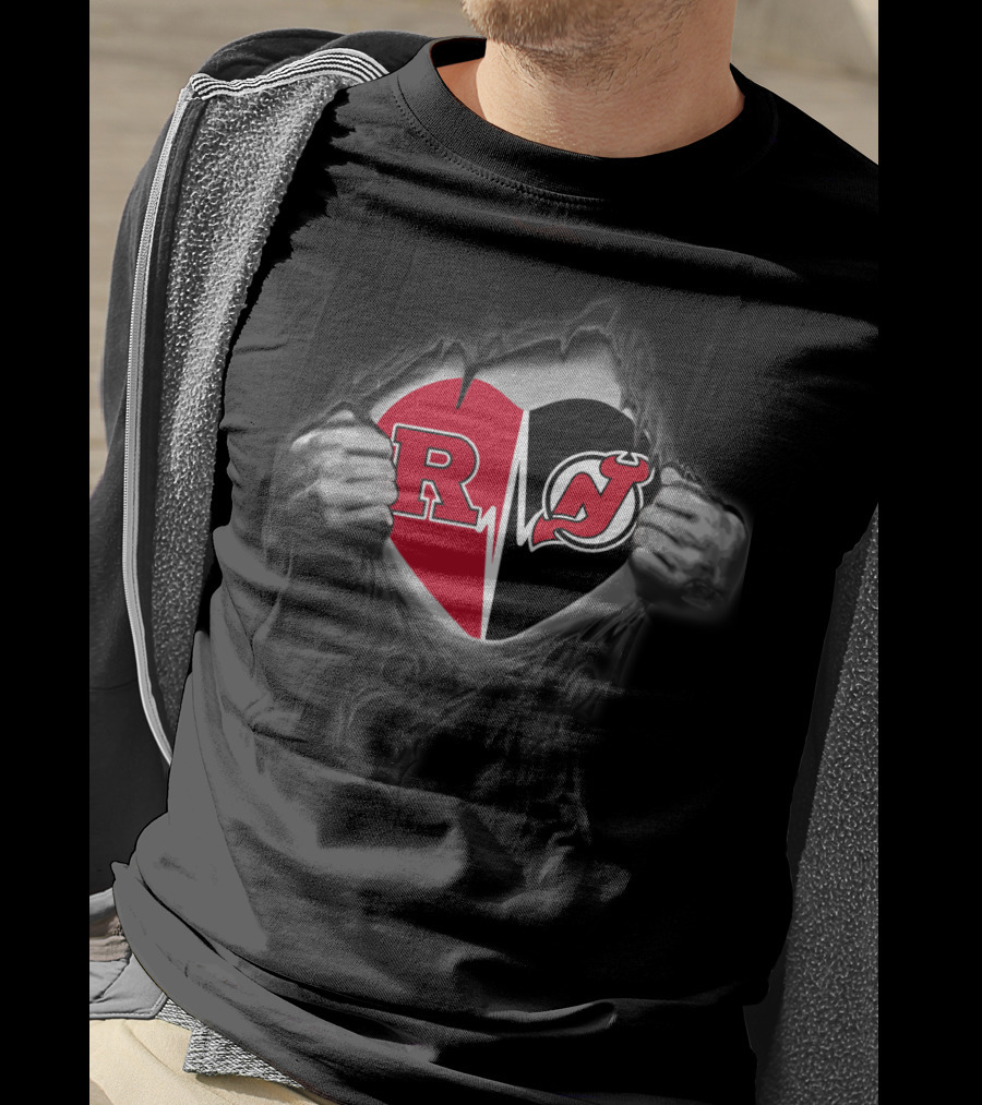 Rutgers Scarlet Knights New Jersey Devils Heart T-Shirt