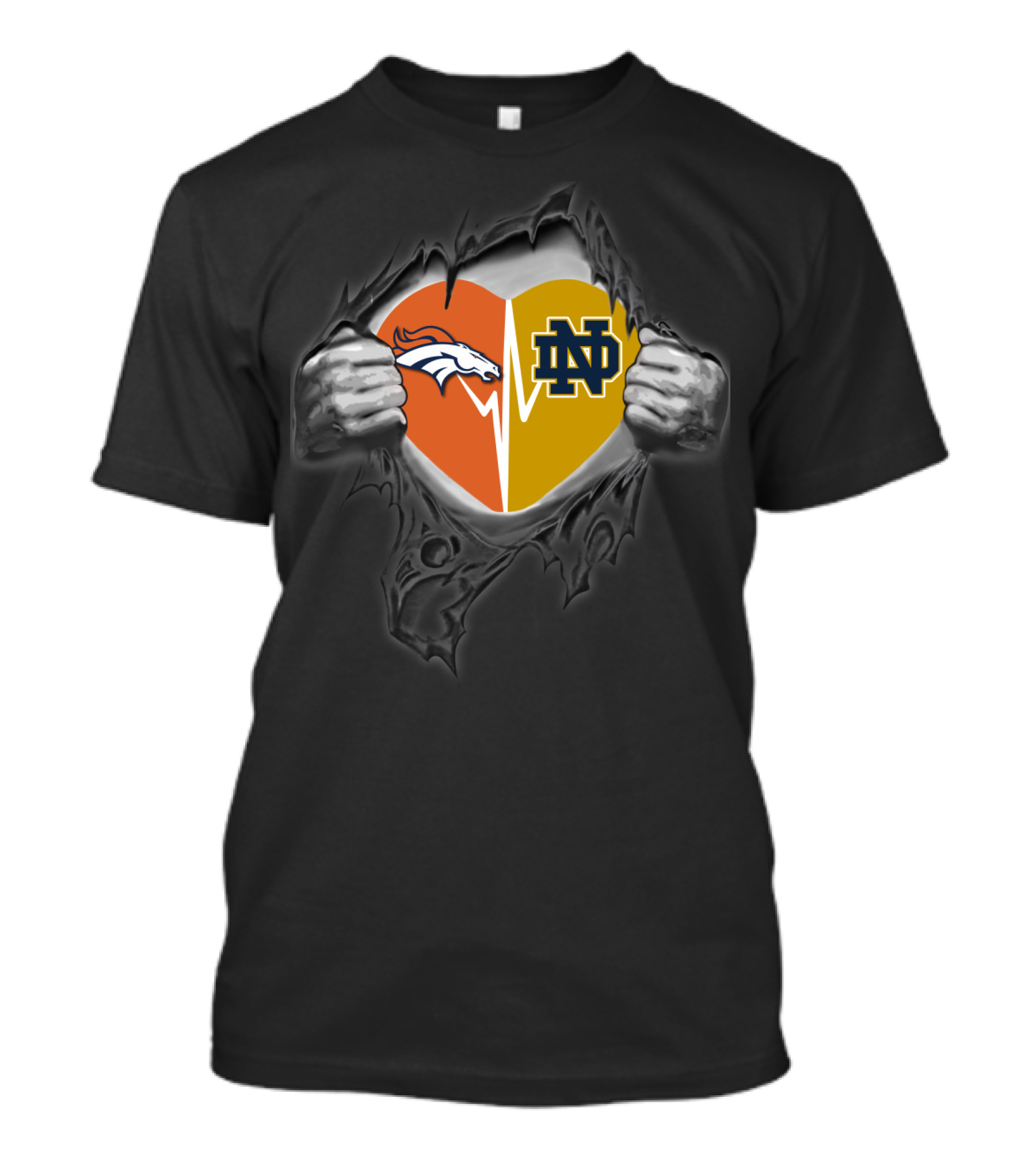 Broncos Notre Dame Heart Logo Fusion T-Shirt