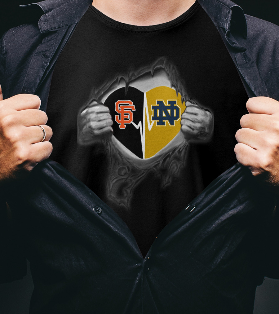 San Francisco Giants Notre Dame Fighting Irish Heart T-Shirt