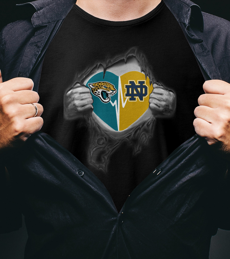 Jaguars Notre Dame Heart Logo Combination T-Shirt