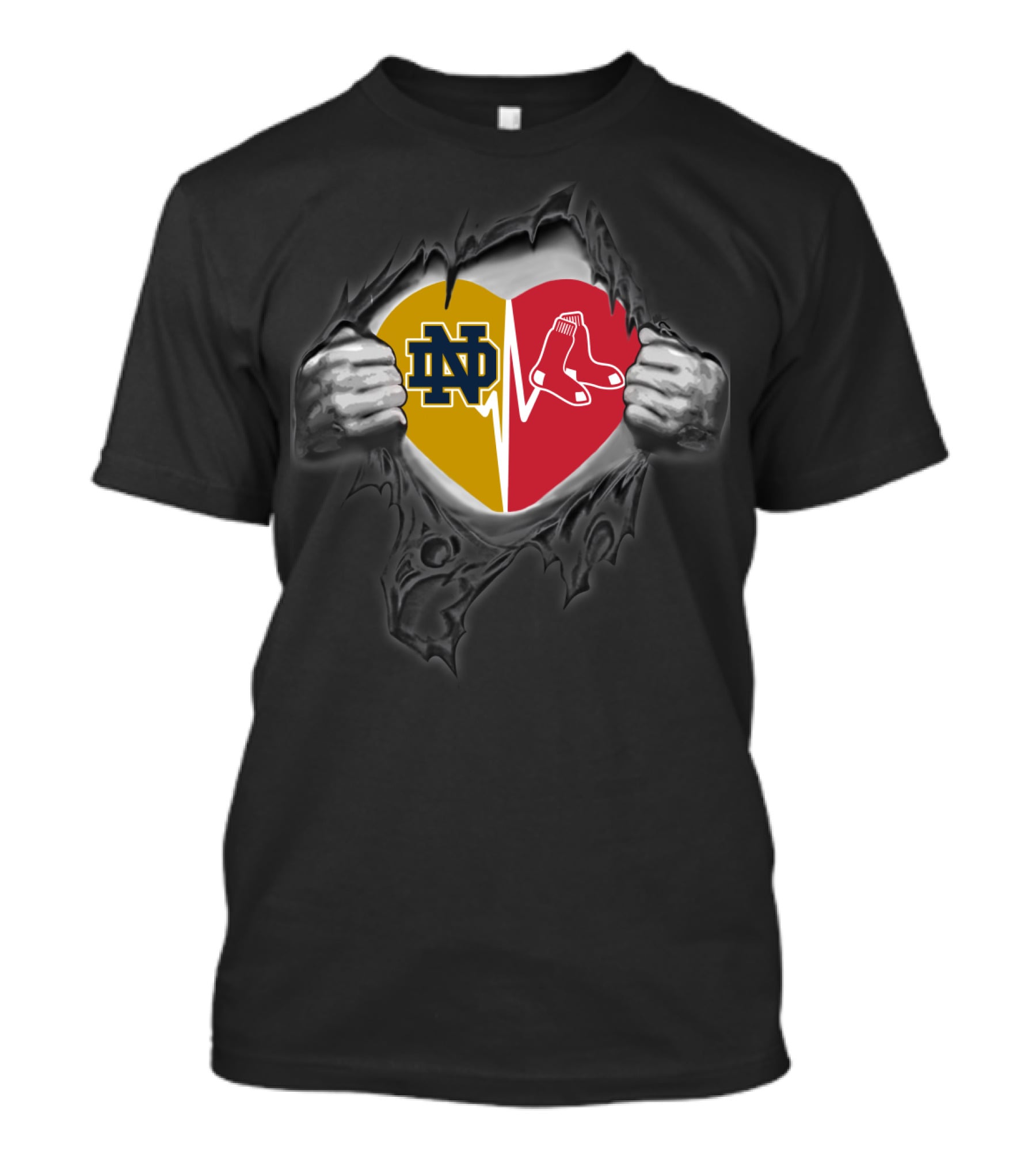 Notre Dame Boston Red Sox Heart T-Shirt