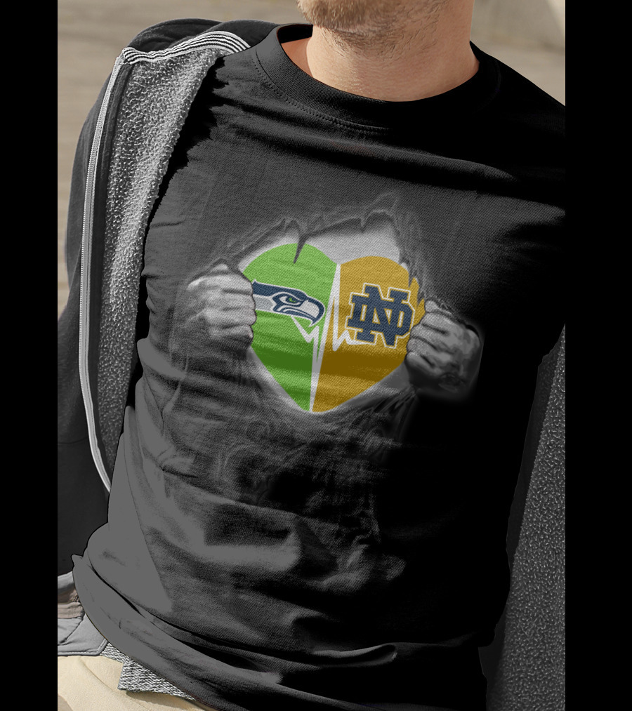 Seahawks Notre Dame Heart Logo Combo T-Shirt