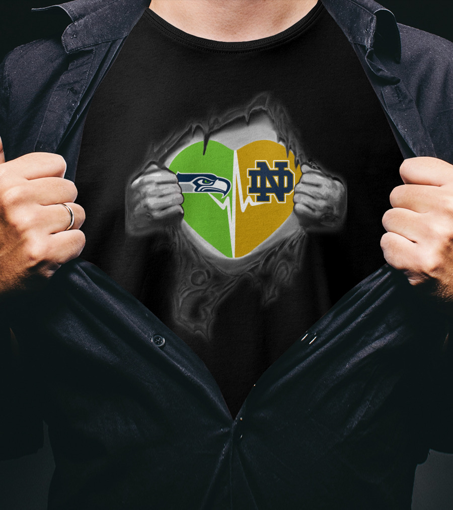 Seahawks Notre Dame Heart Logo Combo T-Shirt