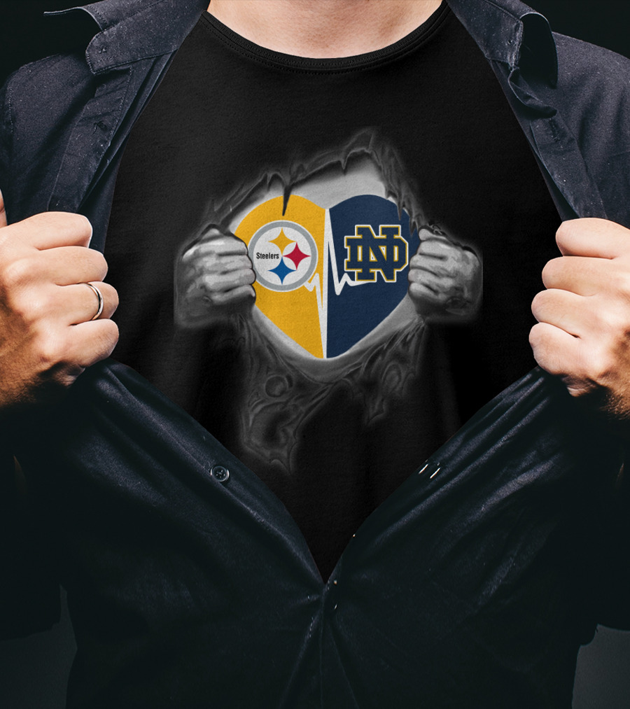 Steelers Notre Dame Heart Logo Combo T-Shirt