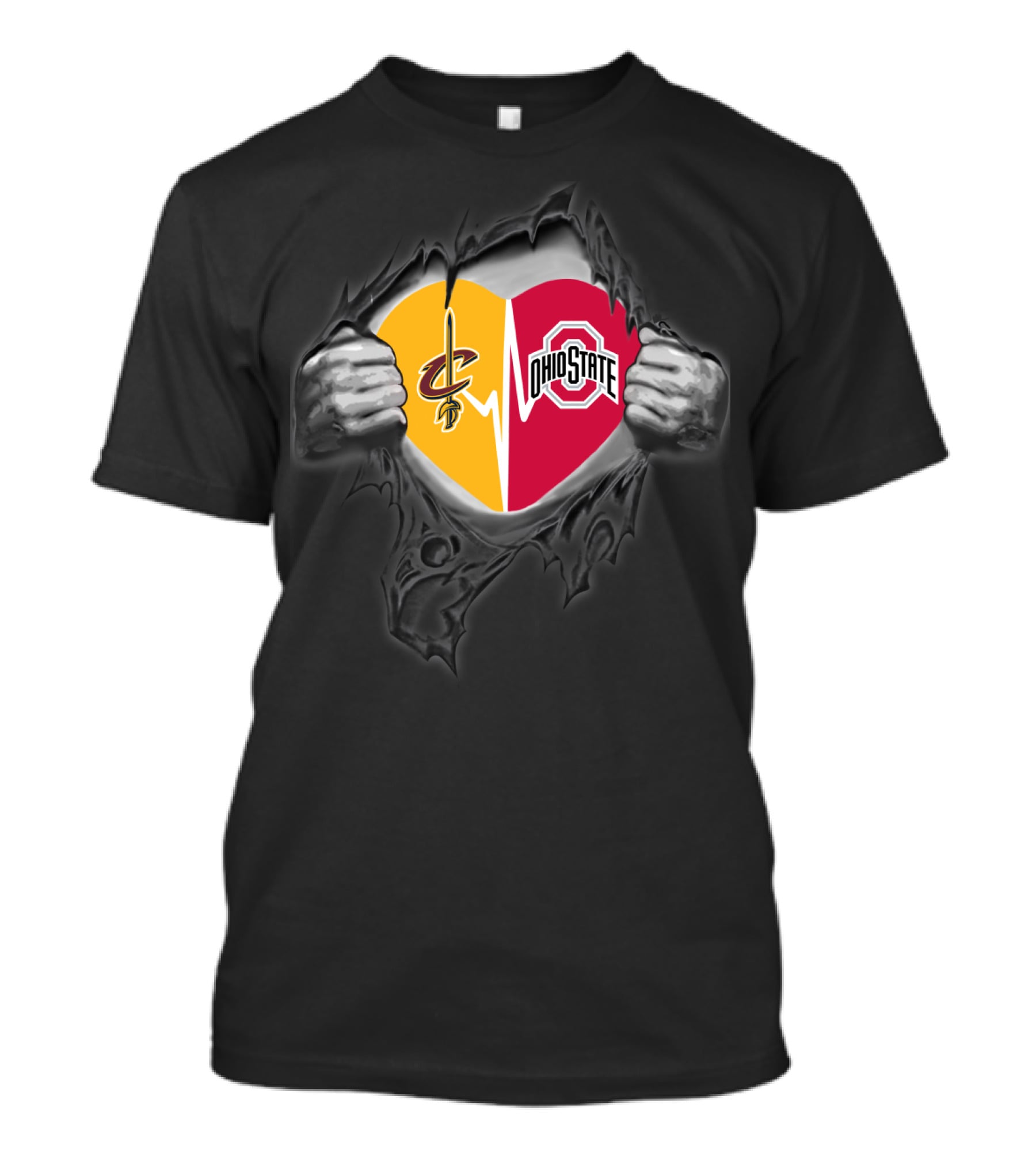 Cleveland Cavaliers Ohio State Buckeyes Heart Symbol T-Shirt