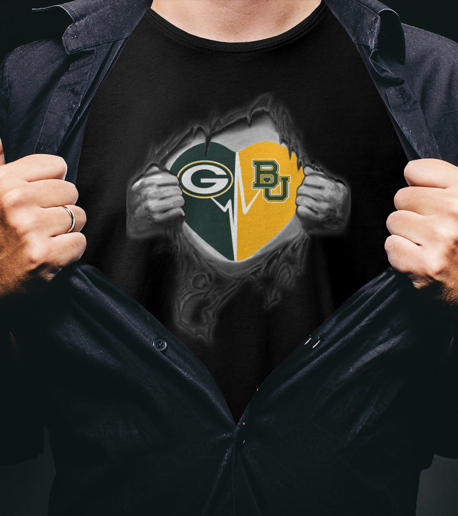 Packers Baylor Bears Heart Dual T-Shirt