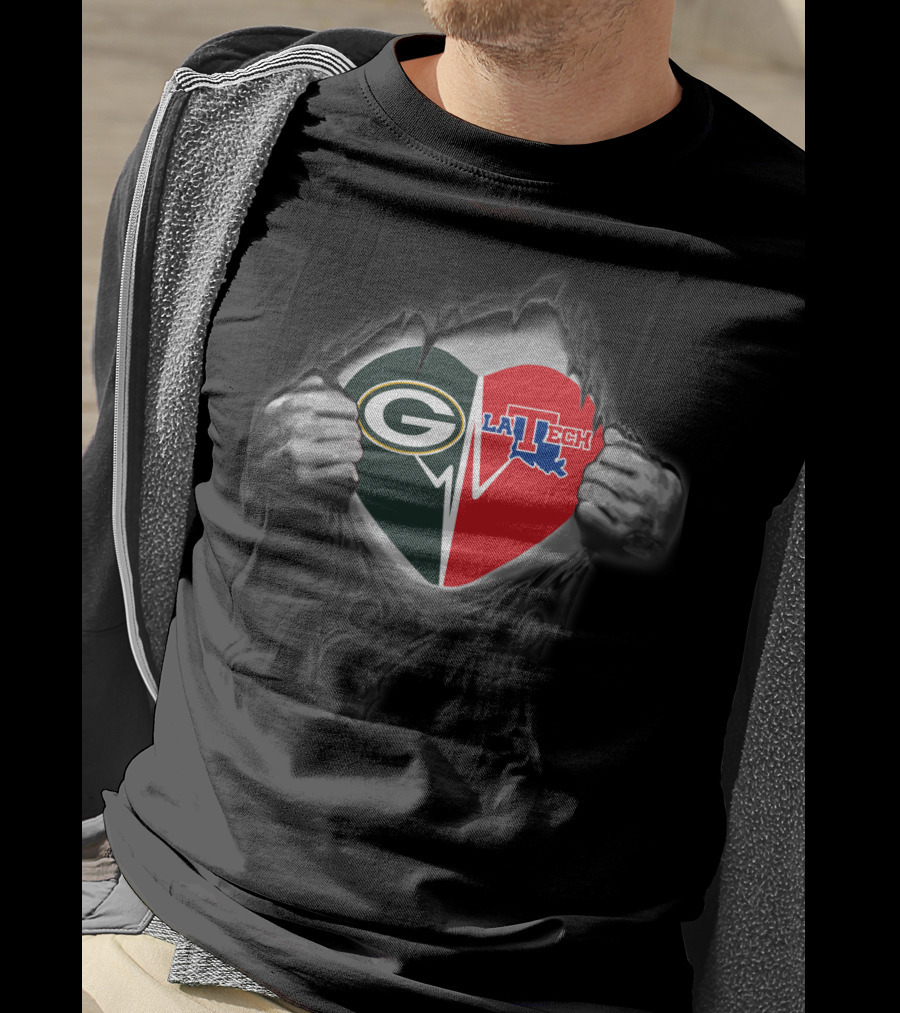 Packers Green Bay Louisiana Tech Bulldogs Heart T-Shirt