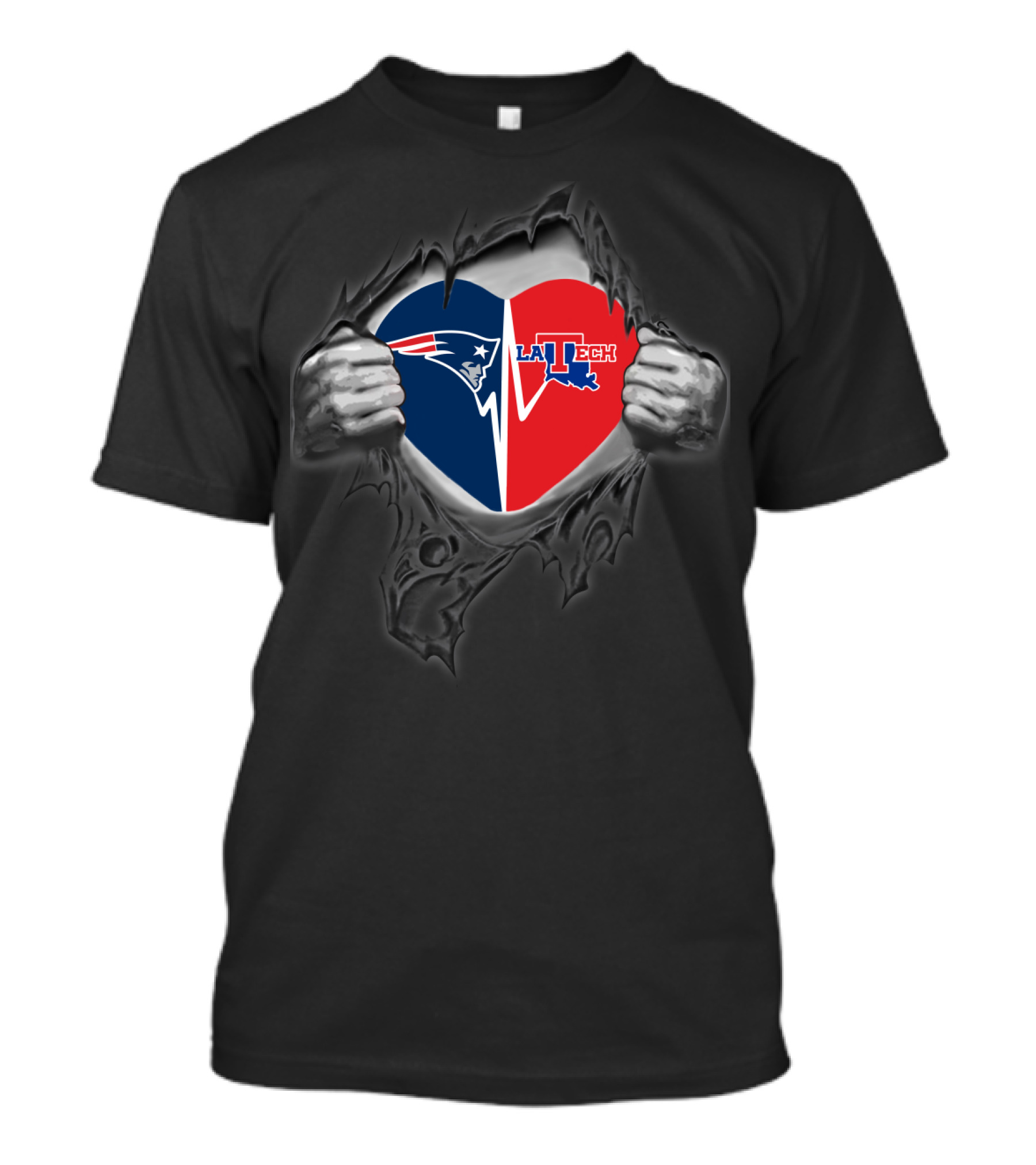Patriots Louisiana Tech Bulldogs Heart Tear T-Shirt
