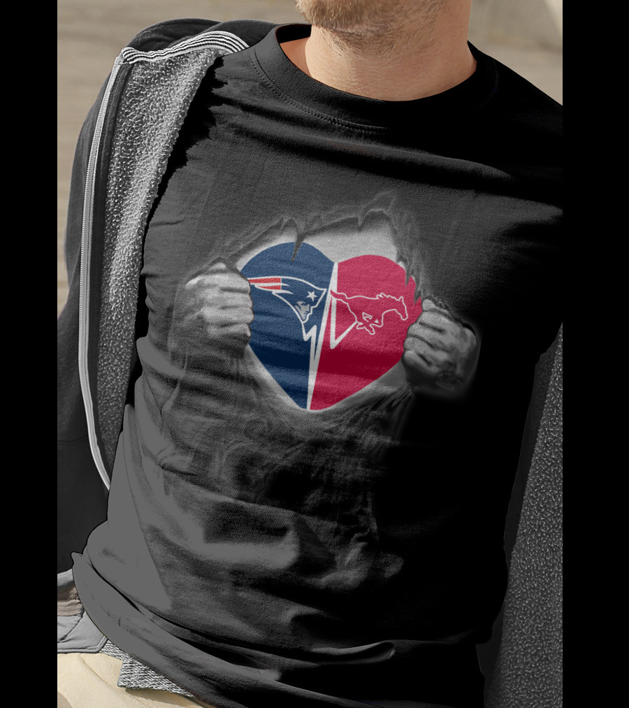 Patriots New England Football Smu Mustangs Heart T-Shirt