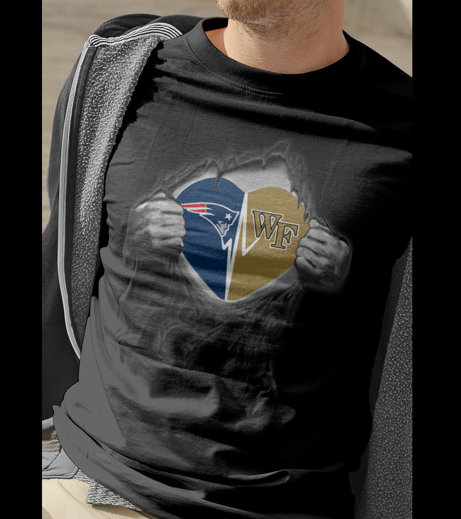 Patriots Wake Forest Heart Design Patriots Logo Wf Rip T-Shirt
