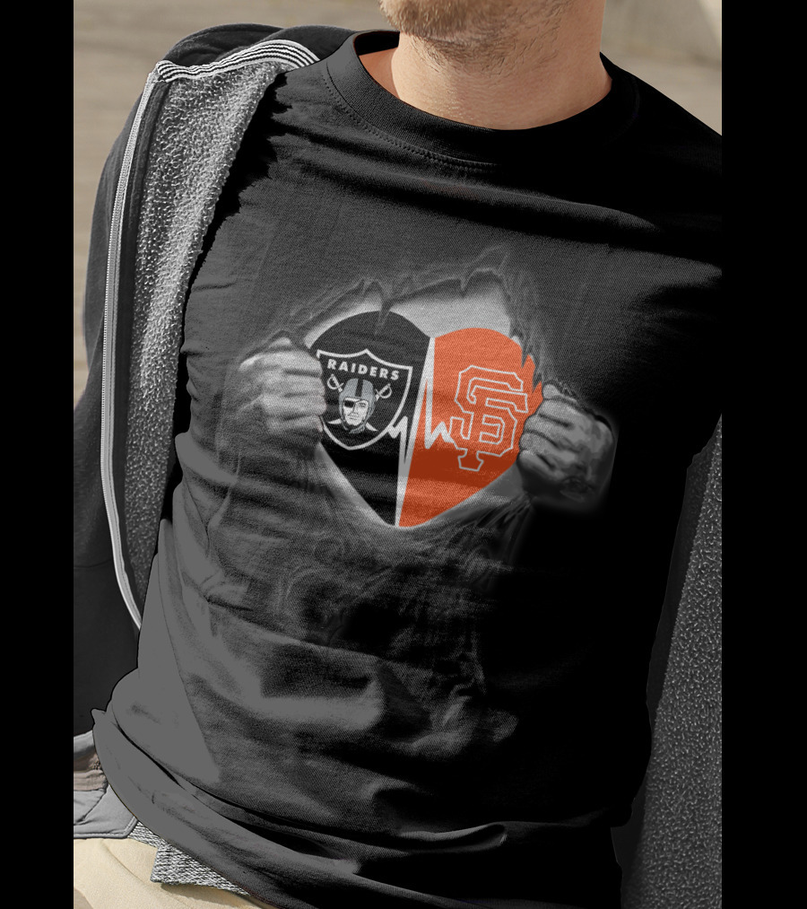 Raiders San Francisco Giants Heartbeat Fusion T-Shirt