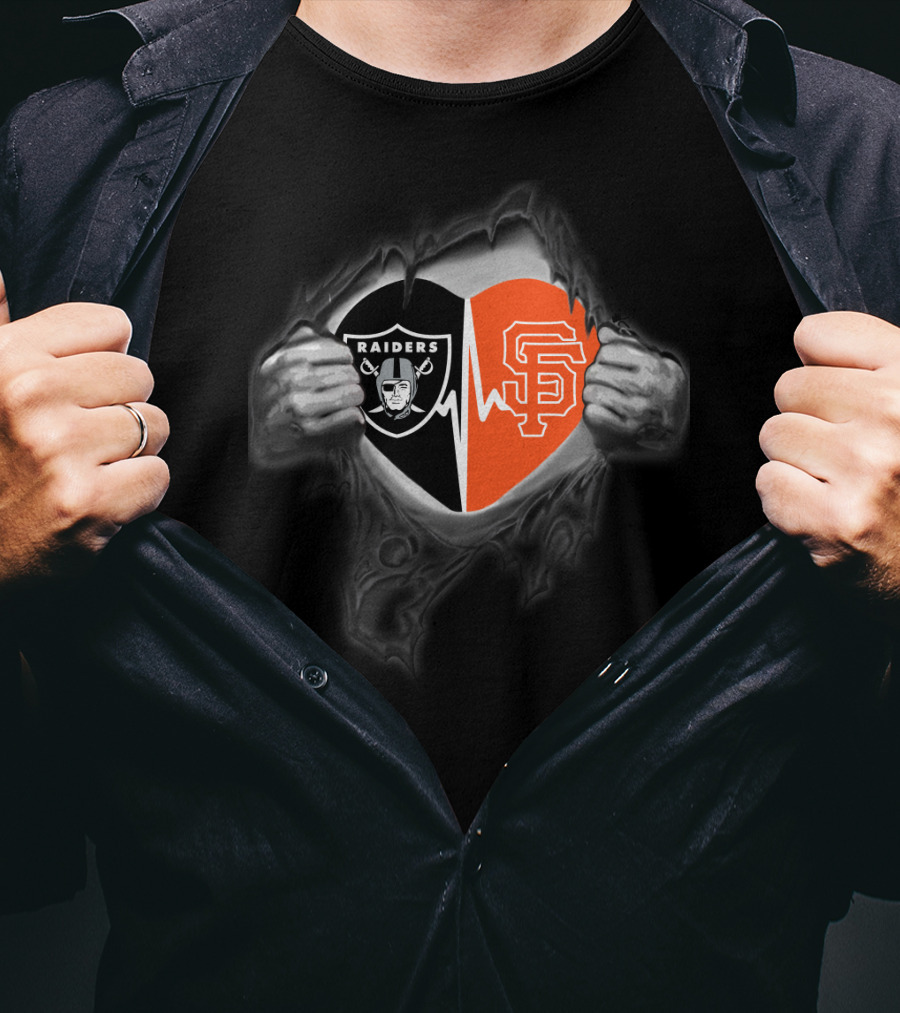 Raiders San Francisco Giants Heartbeat Fusion T-Shirt
