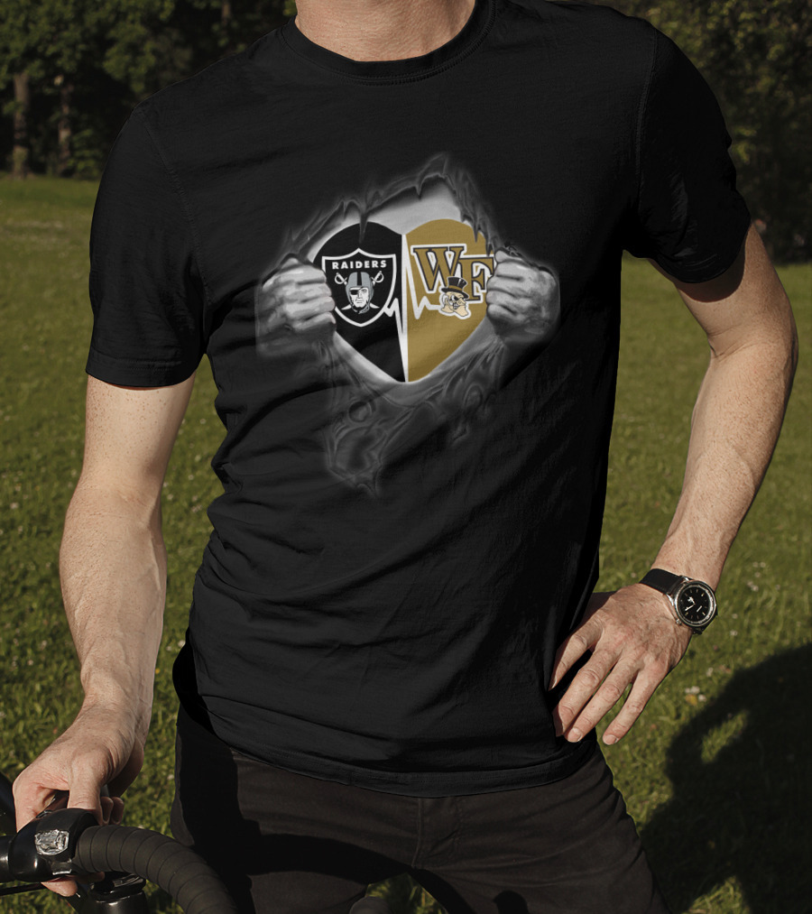 Raiders Wake Forest Demon Deacons Logo Fusion T-Shirt