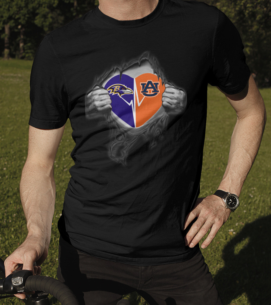 Ravens Auburn Heart Torn Fabric T-Shirt