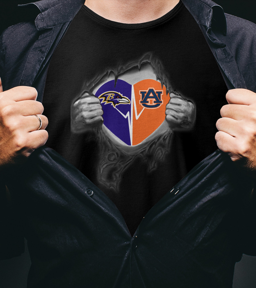 Ravens Auburn Heart Torn Fabric T-Shirt