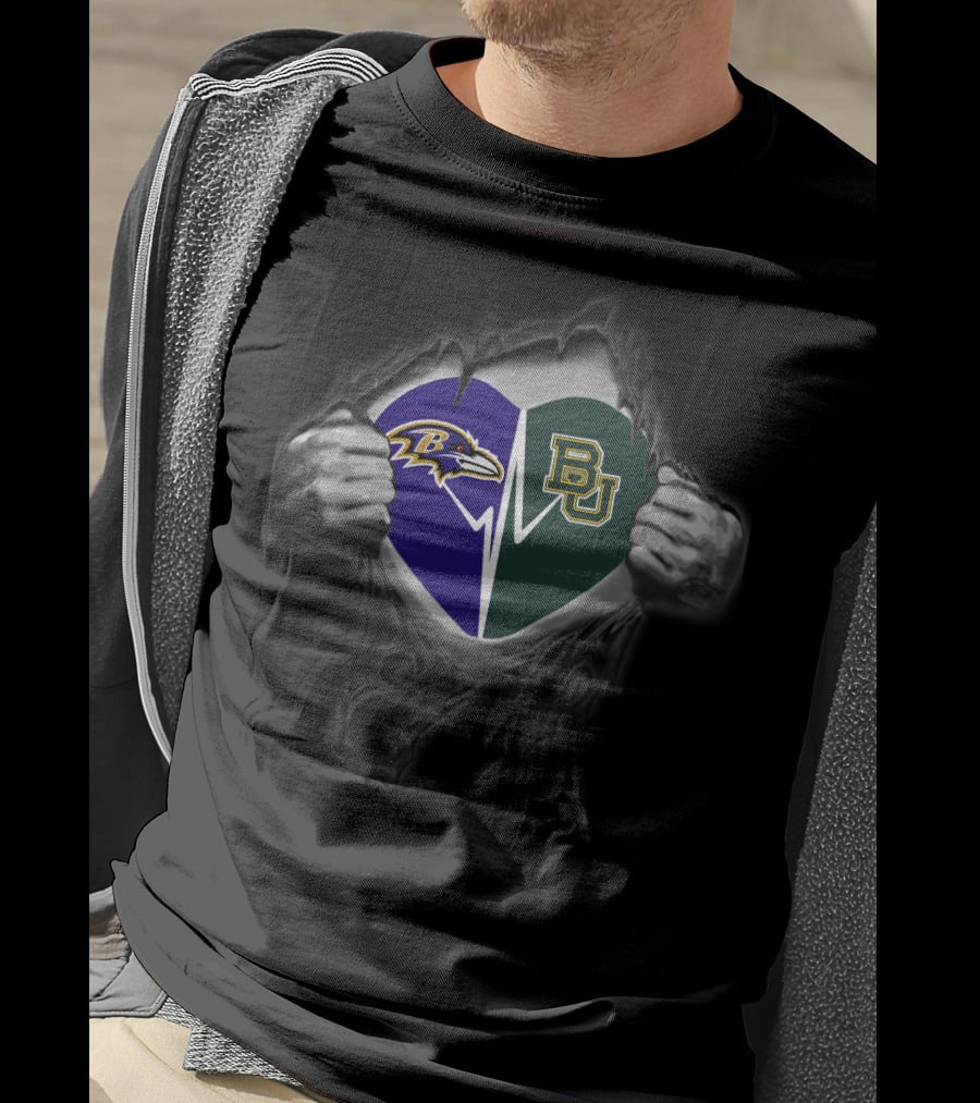 Baltimore Ravens And Baylor Bears Heart T-Shirt