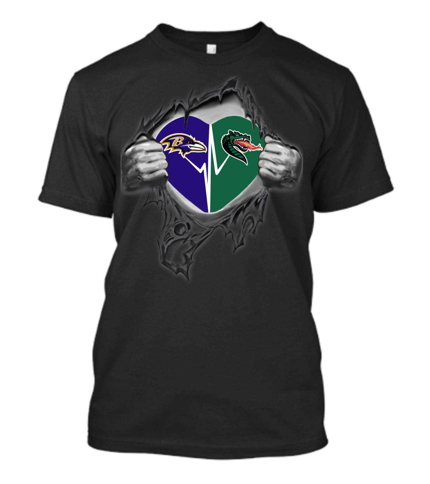 Ravens Uab Blazers Heart Logo Fusion T-Shirt